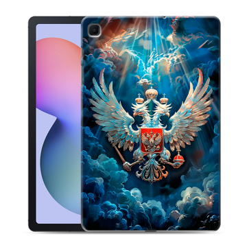 Силиконовый чехол на Samsung Galaxy Tab S6 Lite с принтом Герб флаг России