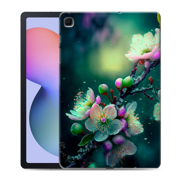 Силиконовый чехол на Samsung Galaxy Tab S6 Lite с принтом Цветы и мрамор