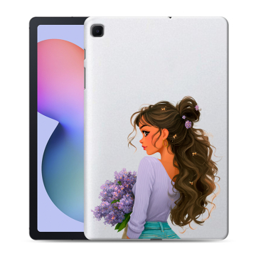 Силиконовый чехол на Samsung Galaxy Tab S6 Lite с принтом девушка цветы