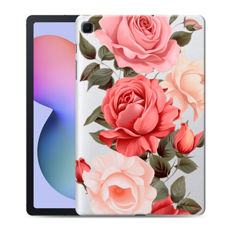 Силиконовый противоударный чехол на Samsung Galaxy Tab S6 Lite с принтом Розы Силиконовый противоударный чехол на Samsung Galaxy Tab S6 Lite с принтом Розы