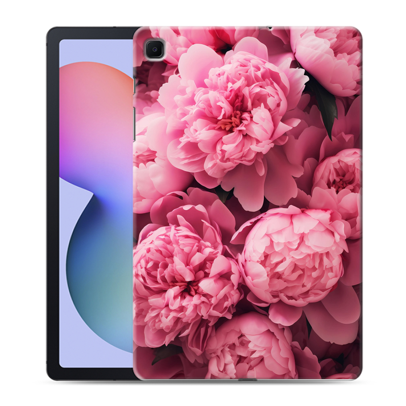 Силиконовый противоударный чехол на Samsung Galaxy Tab S6 Lite с принтом цветы пионы Силиконовый противоударный чехол на Samsung Galaxy Tab S6 Lite с принтом цветы пионы