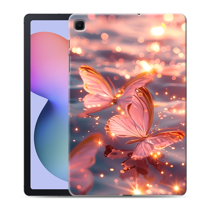 Силиконовый чехол на Samsung Galaxy Tab S6 Lite с принтом бабочки розовые Силиконовый чехол на Samsung Galaxy Tab S6 Lite с принтом бабочки розовые