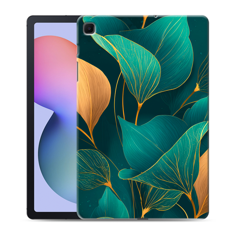 Силиконовый противоударный чехол на Samsung Galaxy Tab S6 Lite с принтом Листья и золото Силиконовый противоударный чехол на Samsung Galaxy Tab S6 Lite с принтом Листья и золото