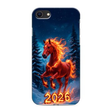 Силиконовый чехол на Iphone SE (2020) с принтом Новый год коня