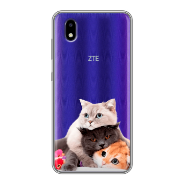 Силиконовый чехол на ZTE Blade A3 (2020) с принтом Кошки Силиконовый чехол на ZTE Blade A3 (2020) с принтом Кошки