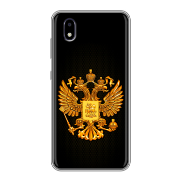 Силиконовый чехол на ZTE Blade A3 (2020) с принтом Герб России желтый