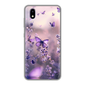 Силиконовый чехол на ZTE Blade A3 (2020) с принтом бабочки и лаванда