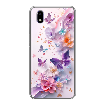 Силиконовый чехол на ZTE Blade A3 (2020) с принтом цветы бабочки