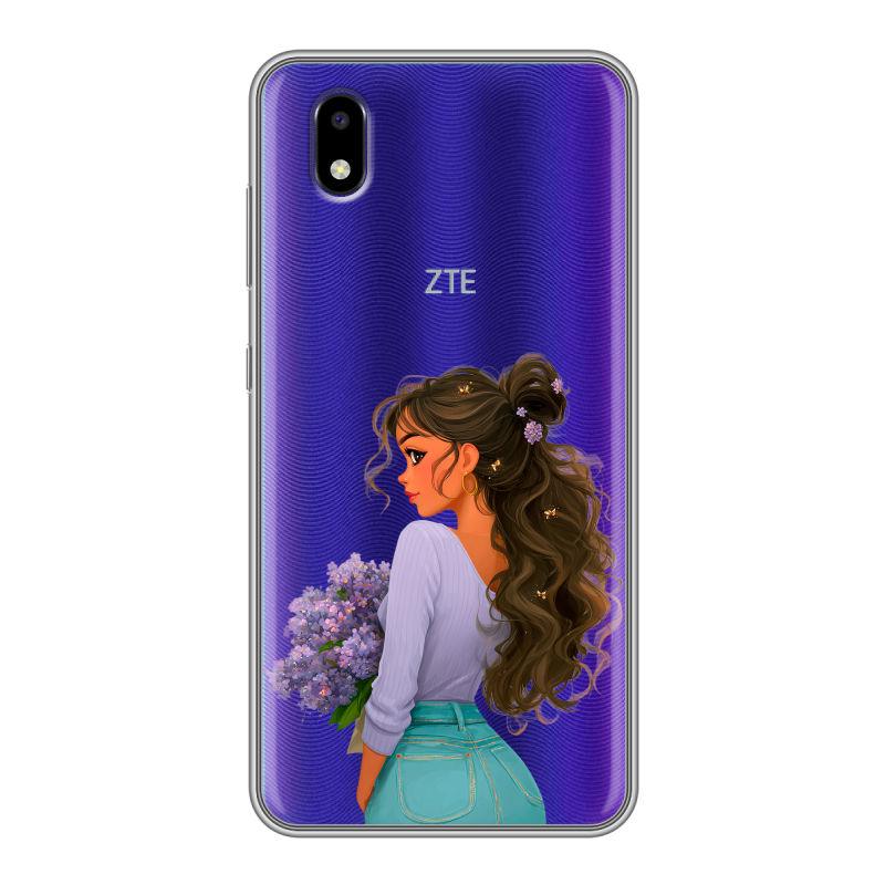 Силиконовый чехол на ZTE Blade A3 (2020) с принтом девушка цветы Силиконовый чехол на ZTE Blade A3 (2020) с принтом девушка цветы