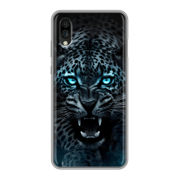 Силиконовый чехол на ZTE Blade A5 (2020) с принтом Темный леопард Силиконовый чехол на ZTE Blade A5 (2020) с принтом Темный леопард