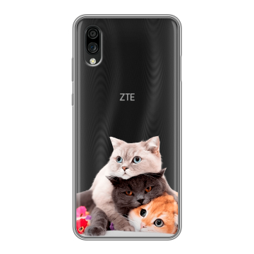 Силиконовый чехол на ZTE Blade A5 (2020) с принтом Кошки Силиконовый чехол на ZTE Blade A5 (2020) с принтом Кошки