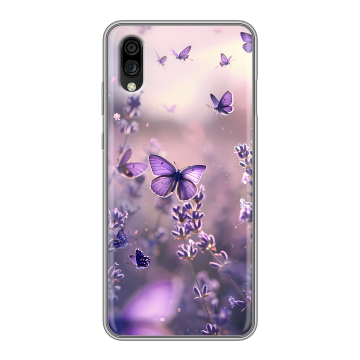 Силиконовый чехол на ZTE Blade A5 (2020) с принтом бабочки и лаванда Силиконовый чехол на ZTE Blade A5 (2020) с принтом бабочки и лаванда
