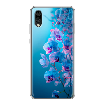 Силиконовый чехол на ZTE Blade A5 (2020) с принтом голубые орхидеи Силиконовый чехол на ZTE Blade A5 (2020) с принтом голубые орхидеи