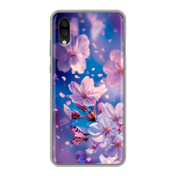 Силиконовый чехол на ZTE Blade A5 (2020) с принтом цветы бабочки Силиконовый чехол на ZTE Blade A5 (2020) с принтом цветы бабочки