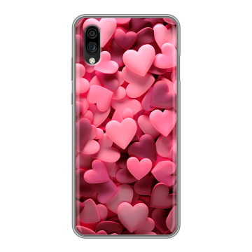 Силиконовый чехол на ZTE Blade A5 (2020) с принтом розовые сердечки Силиконовый чехол на ZTE Blade A5 (2020) с принтом розовые сердечки