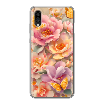 Силиконовый чехол на ZTE Blade A5 (2020) с принтом Цветы и бабочки