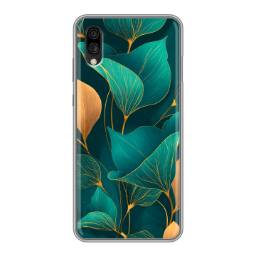 Силиконовый чехол на ZTE Blade A5 (2020) с принтом Листья и золото
