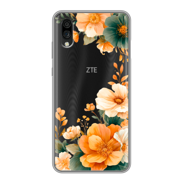 Силиконовый чехол на ZTE Blade A5 (2020) с принтом Цветы принт