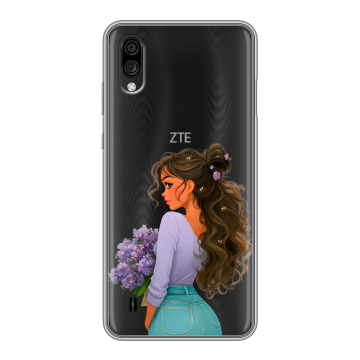 Силиконовый чехол на ZTE Blade A5 (2020) с принтом девушка цветы