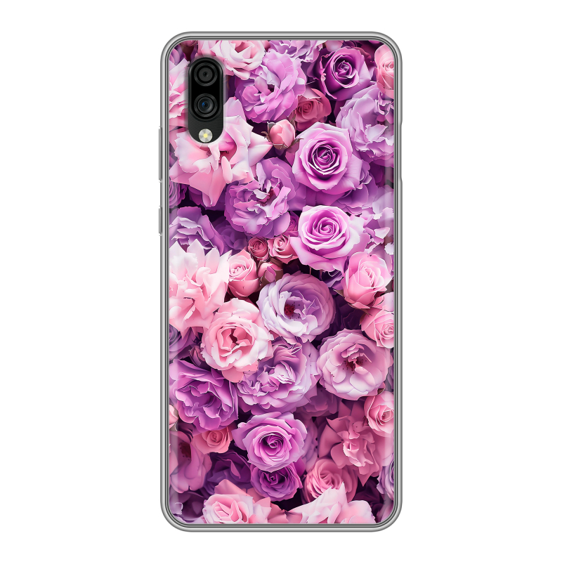 Силиконовый чехол на ZTE Blade A5 (2020) с принтом лавандовые розы Силиконовый чехол на ZTE Blade A5 (2020) с принтом лавандовые розы