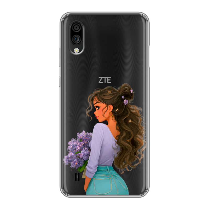 Силиконовый чехол на ZTE Blade A5 (2020) с принтом девушка цветы Силиконовый чехол на ZTE Blade A5 (2020) с принтом девушка цветы