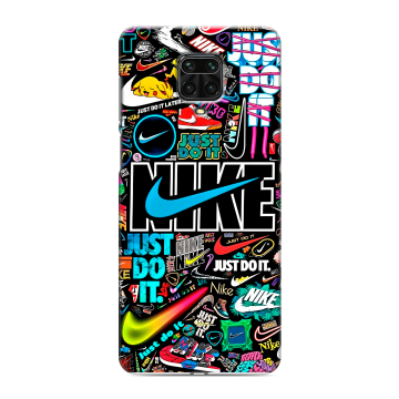 Силиконовый чехол на Xiaomi RedMi Note 9S с принтом найк nike черный
