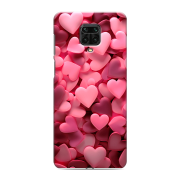Силиконовый чехол на Xiaomi RedMi Note 9S с принтом розовые сердечки Силиконовый чехол на Xiaomi RedMi Note 9S с принтом розовые сердечки