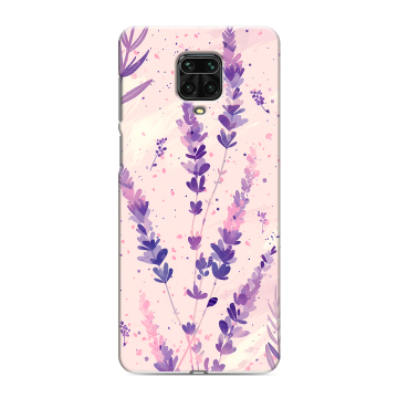 Силиконовый чехол на Xiaomi RedMi Note 9S с принтом цветы лаванда Силиконовый чехол на Xiaomi RedMi Note 9S с принтом цветы лаванда