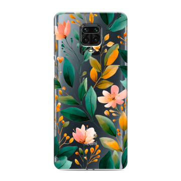 Силиконовый чехол на Xiaomi RedMi Note 9S с принтом Цветы паттерн Силиконовый чехол на Xiaomi RedMi Note 9S с принтом Цветы паттерн