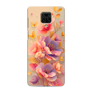 Силиконовый чехол на Xiaomi RedMi Note 9S с принтом Цветы и бабочки Силиконовый чехол на Xiaomi RedMi Note 9S с принтом Цветы и бабочки