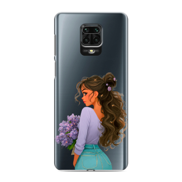 Силиконовый чехол на Xiaomi RedMi Note 9S с принтом девушка цветы Силиконовый чехол на Xiaomi RedMi Note 9S с принтом девушка цветы