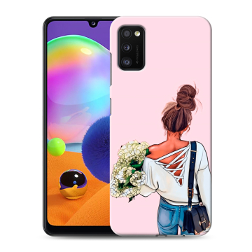 Силиконовый чехол на Samsung Galaxy A41 с принтом Девушка и букет Силиконовый чехол на Samsung Galaxy A41 с принтом Девушка и букет