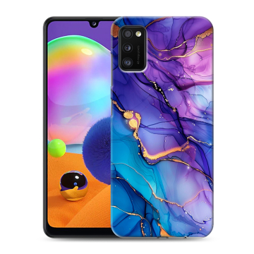 Силиконовый чехол на Samsung Galaxy A41 с принтом синий мрамор Силиконовый чехол на Samsung Galaxy A41 с принтом синий мрамор