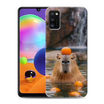 Силиконовый чехол на Samsung Galaxy A41 с принтом Капибара с апельсином