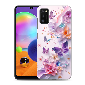 Силиконовый чехол на Samsung Galaxy A41 с принтом цветы бабочки Силиконовый чехол на Samsung Galaxy A41 с принтом цветы бабочки