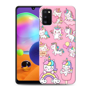Силиконовый чехол на Samsung Galaxy A41 с принтом Единороги и радуга
