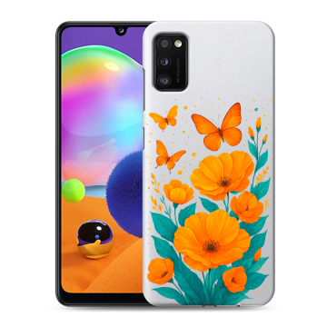 Силиконовый чехол на Samsung Galaxy A41 с принтом цветы бабочки Силиконовый чехол на Samsung Galaxy A41 с принтом цветы бабочки