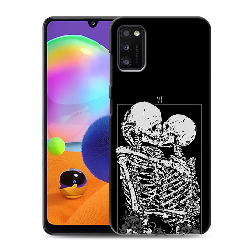Силиконовый противоударный чехол на Samsung Galaxy A41 с принтом Поцелуй скелетов Силиконовый противоударный чехол на Samsung Galaxy A41 с принтом Поцелуй скелетов