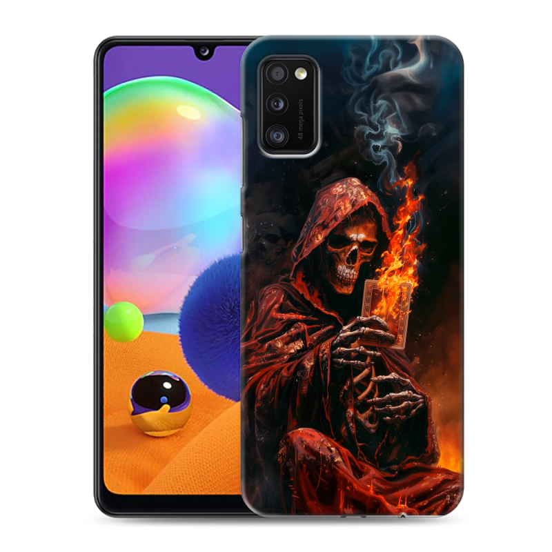 Силиконовый противоударный чехол на Samsung Galaxy A41 с принтом Скелет и карты Силиконовый противоударный чехол на Samsung Galaxy A41 с принтом Скелет и карты