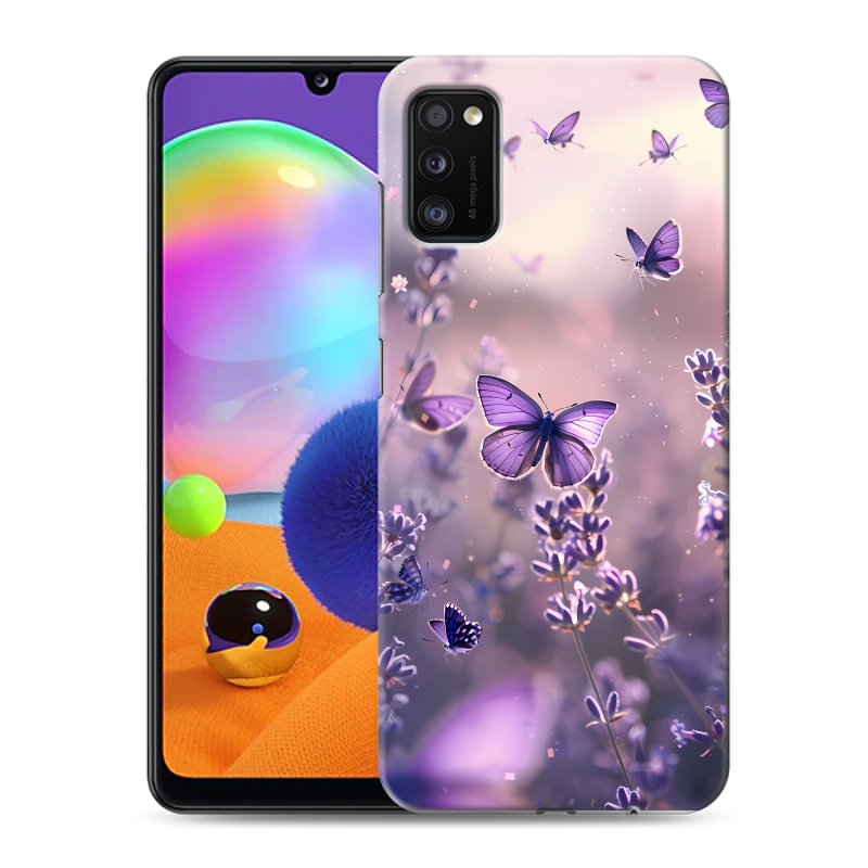 Силиконовый чехол на Samsung Galaxy A41 с принтом бабочки и лаванда Силиконовый чехол на Samsung Galaxy A41 с принтом бабочки и лаванда