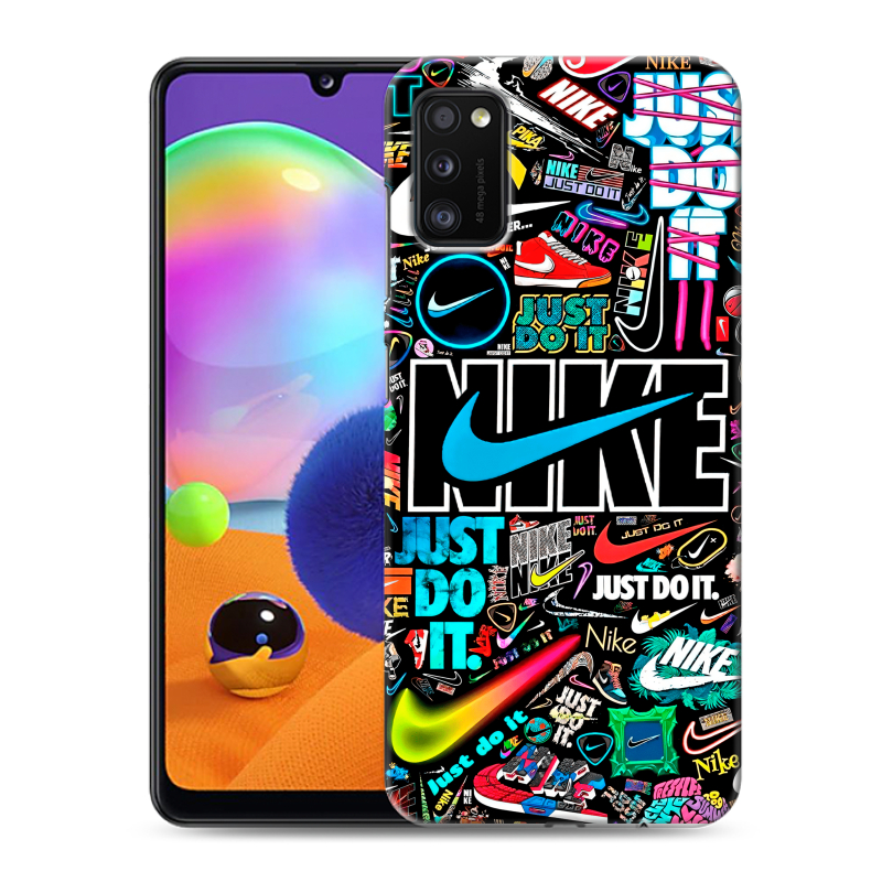 Силиконовый противоударный чехол на Samsung Galaxy A41 с принтом найк nike черный Силиконовый противоударный чехол на Samsung Galaxy A41 с принтом найк nike черный