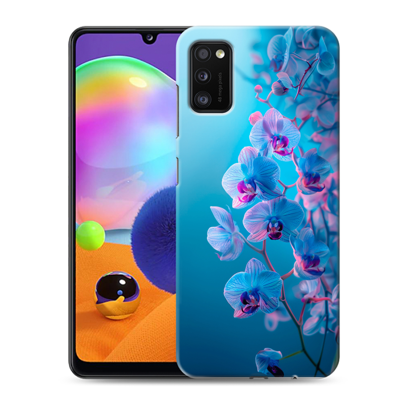 Силиконовый чехол на Samsung Galaxy A41 с принтом голубые орхидеи Силиконовый чехол на Samsung Galaxy A41 с принтом голубые орхидеи