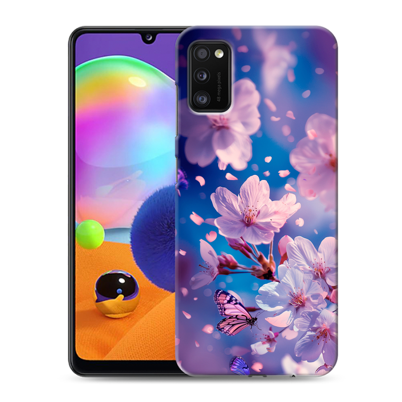 Силиконовый противоударный чехол на Samsung Galaxy A41 с принтом цветы бабочки Силиконовый противоударный чехол на Samsung Galaxy A41 с принтом цветы бабочки