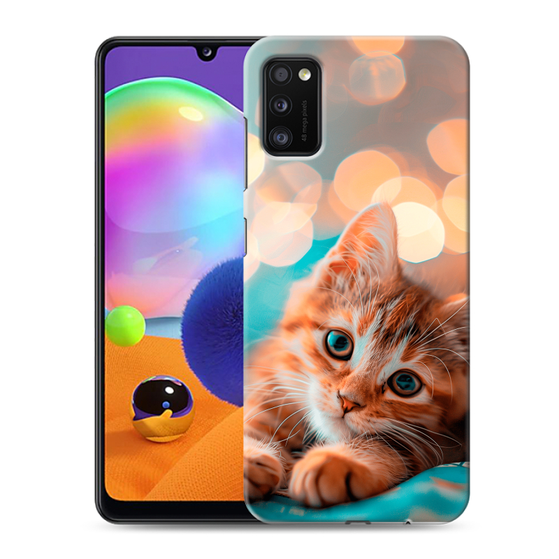 Силиконовый противоударный чехол на Samsung Galaxy A41 с принтом котик Силиконовый противоударный чехол на Samsung Galaxy A41 с принтом котик