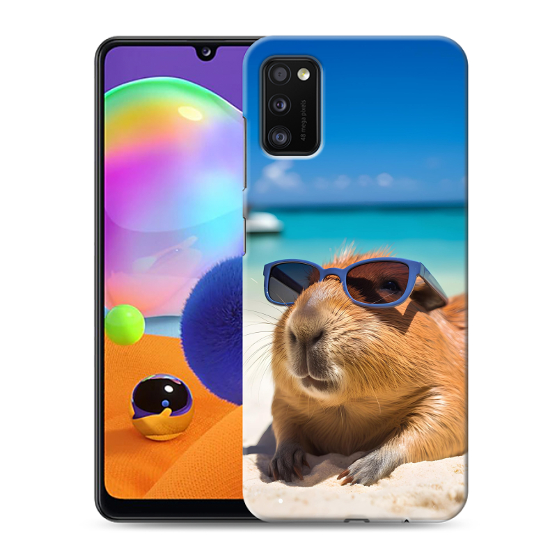 Силиконовый противоударный чехол на Samsung Galaxy A41 с принтом Капибара Силиконовый противоударный чехол на Samsung Galaxy A41 с принтом Капибара