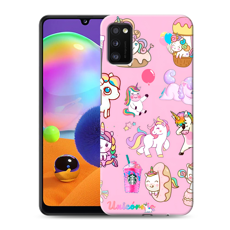 Силиконовый чехол на Samsung Galaxy A41 с принтом розовые единороги Силиконовый чехол на Samsung Galaxy A41 с принтом розовые единороги