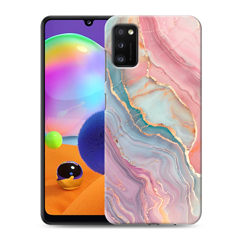 Силиконовый противоударный чехол на Samsung Galaxy A41 с принтом розовый мрамор Силиконовый противоударный чехол на Samsung Galaxy A41 с принтом розовый мрамор
