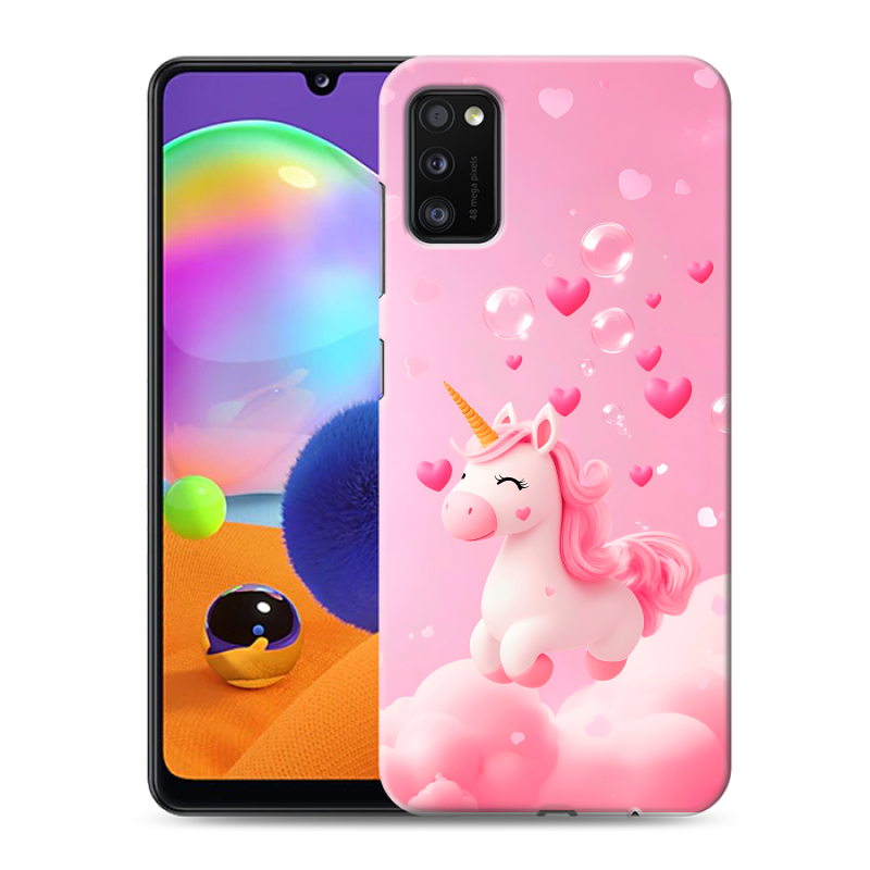 Силиконовый противоударный чехол на Samsung Galaxy A41 с принтом Единорог Силиконовый противоударный чехол на Samsung Galaxy A41 с принтом Единорог