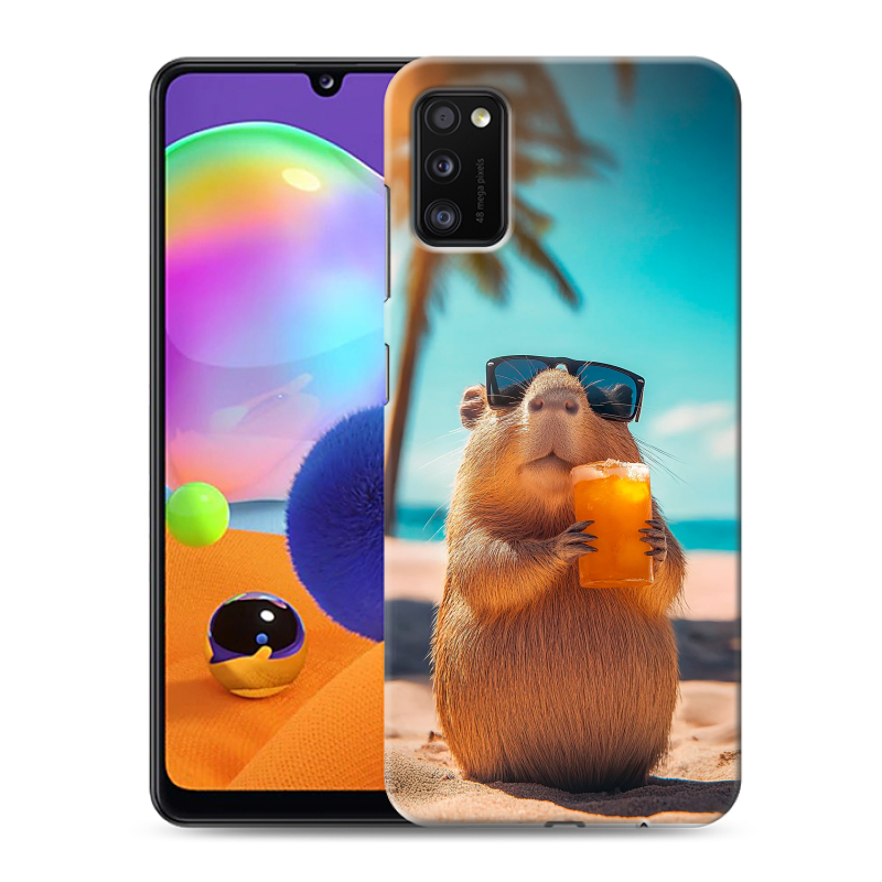 Силиконовый противоударный чехол на Samsung Galaxy A41 с принтом Капибара Силиконовый противоударный чехол на Samsung Galaxy A41 с принтом Капибара