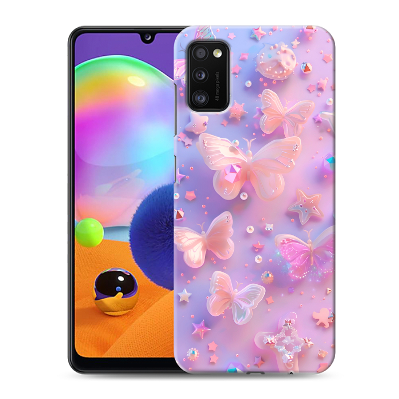 Силиконовый противоударный чехол на Samsung Galaxy A41 с принтом Бабочки Силиконовый противоударный чехол на Samsung Galaxy A41 с принтом Бабочки